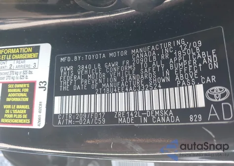 2010 Toyota Corolla S из США, поврежденный, VIN 2T1BU4EE4AC332524